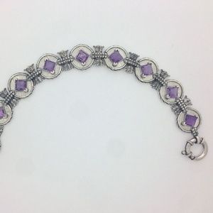 Natural Amethyst Bracelet 925 Sterling Silver